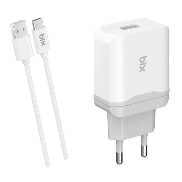 BXQC30C 18W QC 3.0 Hızlı Şarj Cihazı ve Type-C USB Kablo Beyaz