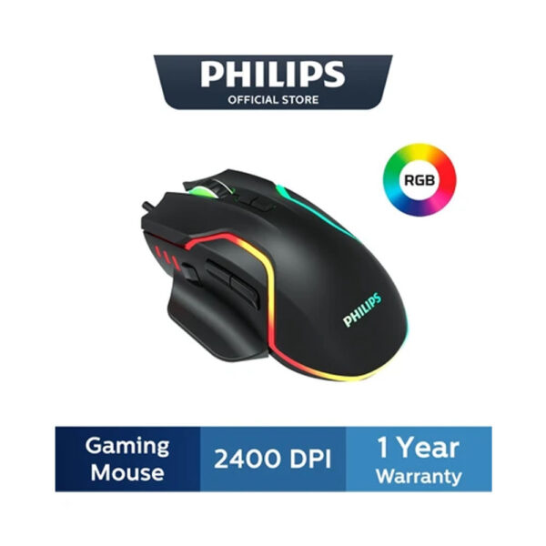 Philips SPK9525 Kablolu Optik Oyuncu Mouse 2400DPI Rgb Aydınlatma Efekti.
