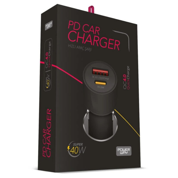 Powerway Cc40 40w Hızlı Şarj - Usb Ve Pd Çıkışlı Araç Şarj Aleti Çakmaklık Qc 4.0